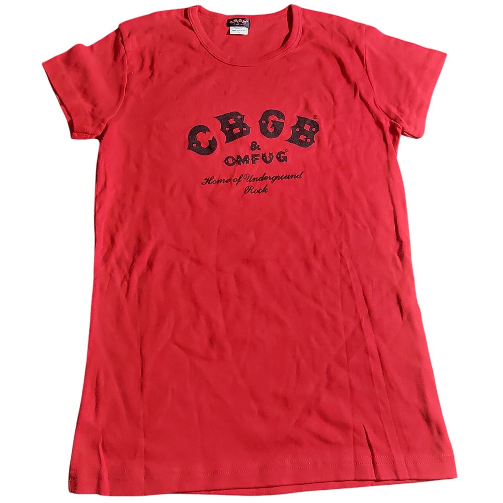 CBGB OMFUG Home of Underground Rock Red Graphic T-Shirt Large L Made in USA